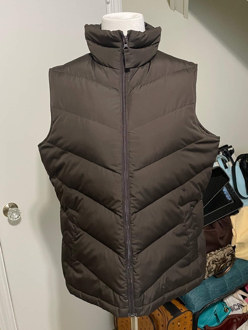 Lands' End Brown Quilted Puffer Vest